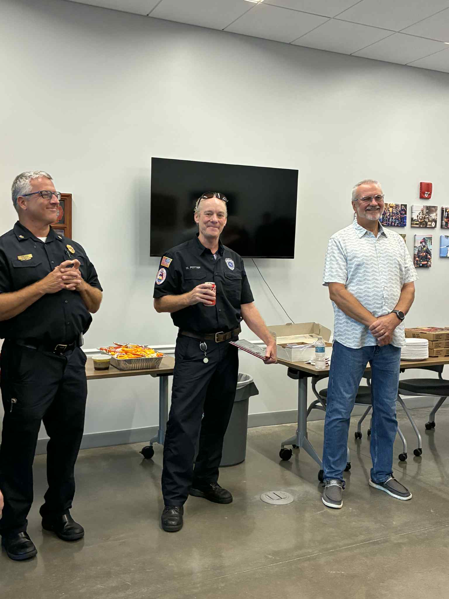 Bill Potter Retirement- Bill Potter with Chief Mixson and Mayor Penny